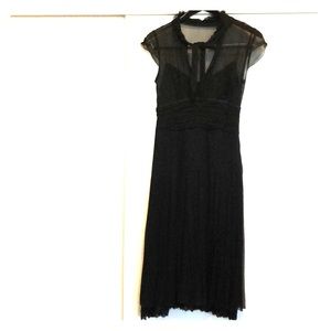 Elie Tahari black silk illusion dress